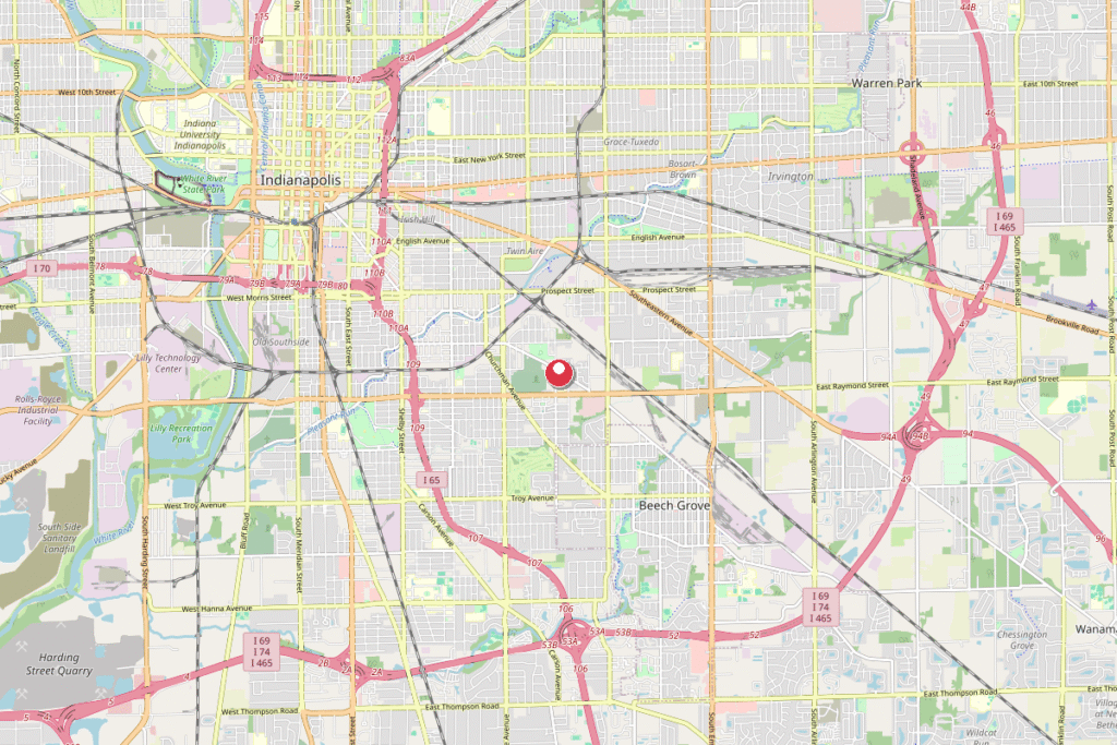 Map of Irvington, IN